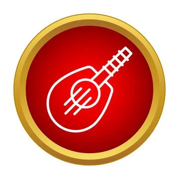 String musical instrument line icon in red circle Stock Illustration