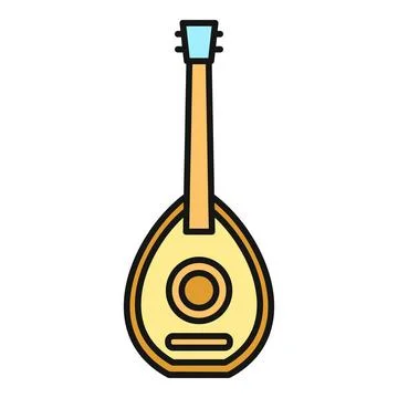 String musical instrument oud or lute outline Stock Illustration