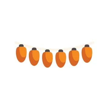 String of orange paper lanterns hanging on a curved line Stock-Illustration