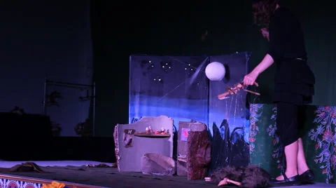 String puppet show on the walking street Stock Footage 44323758