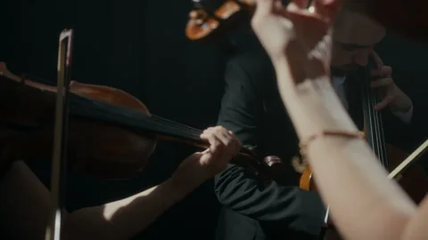 String Quartet Giving Concert on Stage Stock Footage 279247291