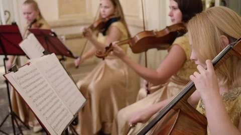String quartet perform during Great Catherine Stock Footage 299626988