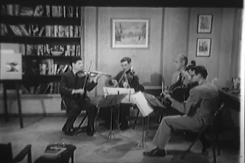 String quartet play music for kids - 1957 Stock Footage 110931194