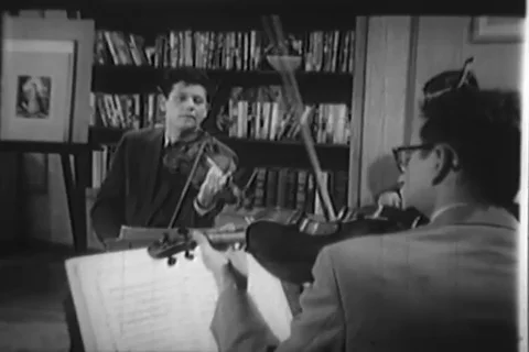 String quartet play music for kids - 1957 Stock Footage 110931365