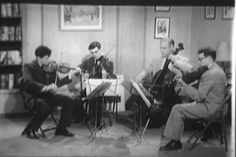 String quartet play music for kids - 1957 Stock Footage 110931462