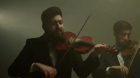 The string quartet plays classical music,medium shoot Stock Footage 149194079