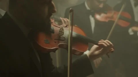 The string quartet plays classical music,medium shoot Stock Footage 149194112