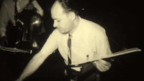 String Quartet Plays Concert for Audience, Men Play Violins, Cello Instrument Stock Footage 245402994