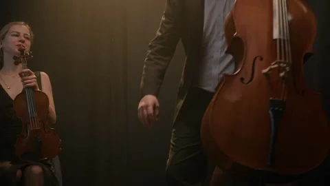 String Quartet Preparing for Performance Stock Footage 279244486