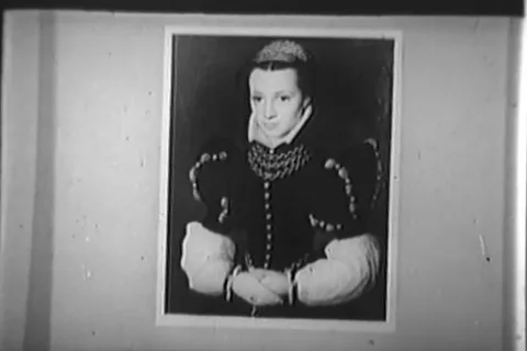 String quartet presents a history of music with the help of paintings - 1957 Stock Footage 110931133