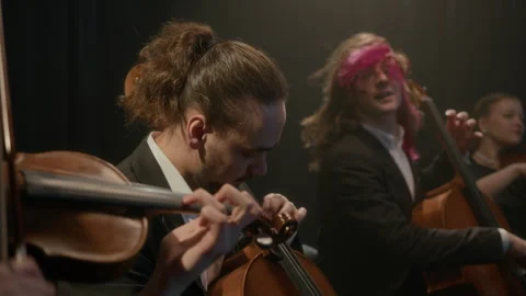 String Quartet Starting Performance on Stage Vídeo Stock 279250258