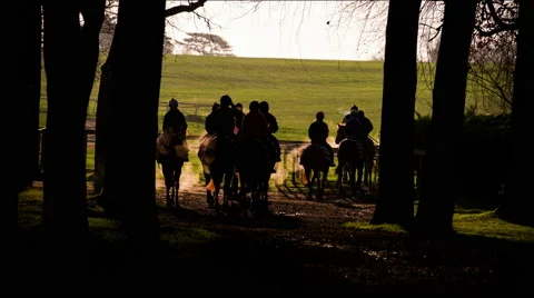 String of Rach Horse Silhouetted on cold winters morning. 스톡 동영상 67745623