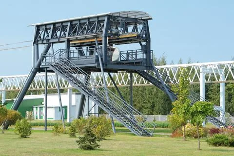 String-rail speed road. Modern technologies, transportation of future. Cargo Stock Photos