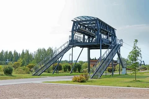 String-rail speed road. Modern technologies, transportation of future. Cargo Stock Photos
