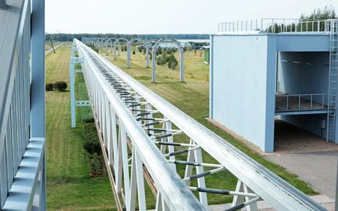 String-rail speed road. Modern technologies, transportation of future Stock Photos