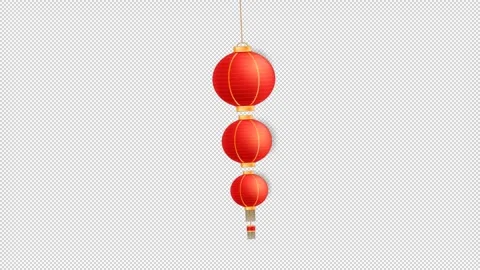 String of red lanterns swinging motion, loop motion Stock Footage 294707278
