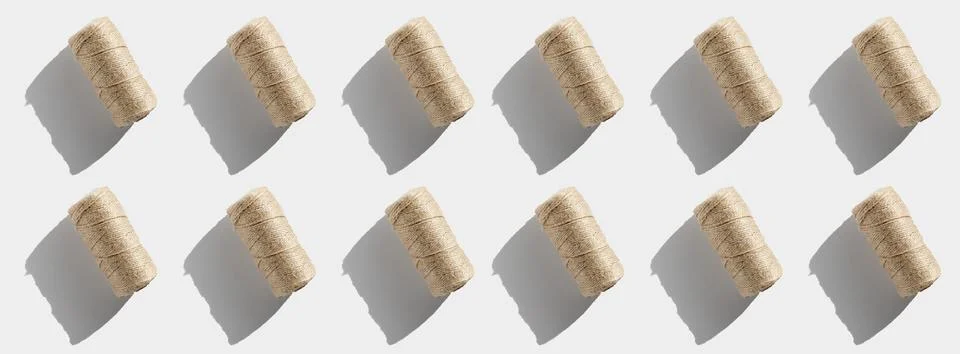 String rope twine isolated pattern on white background. Jute rope for packing Stock Photos