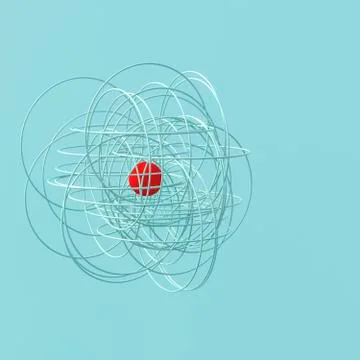 String shape with red spere in the center, 3d rendering Stock Illustration