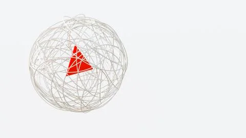 String sphere with red triangle in the center, 3d rendering Stock Illustration