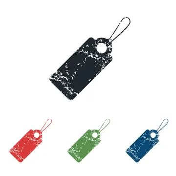 String tag grunge icon set Stock Illustration