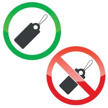 String tag permission signs set Stock Illustration