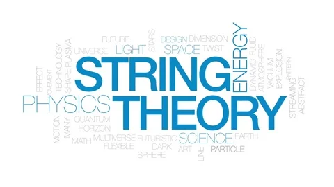 String theory animated word cloud, text design animation. Kinetic typography. Stock Footage 78376425