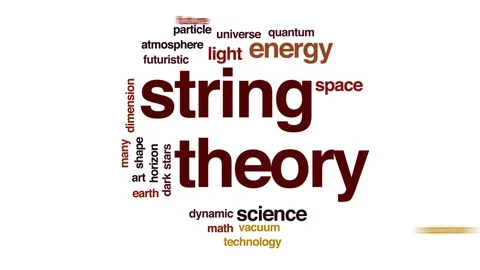 String theory animated word cloud, text design animation. Stock Footage 78548034