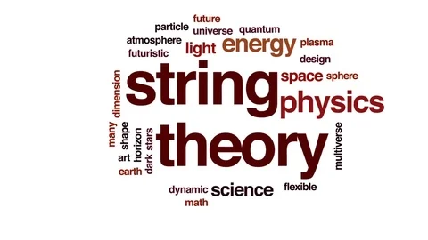String theory animated word cloud, text design animation. Stock Footage 78703004