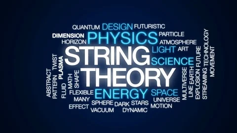 String theory animated word cloud, text design animation. Stock Footage 79037798