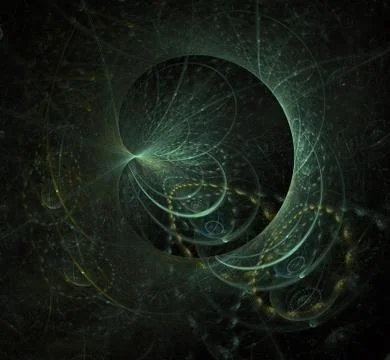 String theory. Physical processes and quantum entanglement Ilustración de archivo