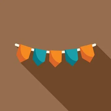 String of triangular flags hanging on a rope for party decoration flat design Stock Illustration