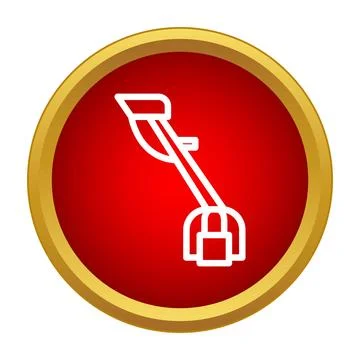 String trimmer garden tool icon in red circle Stock Illustration