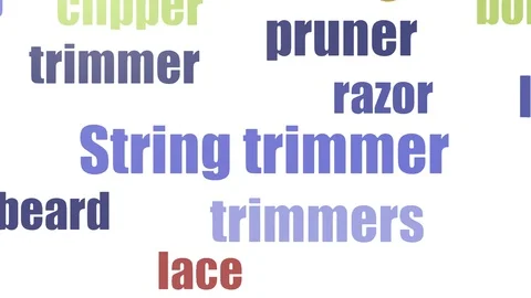 String Trimmer Tag Cloud Animated Isolated On White Stock Footage 103669989