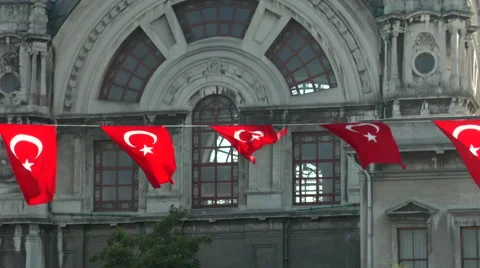 String of turkish flags Video stock 48237782