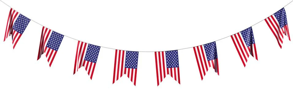 String of USA flags decorative hanging garland Stock Illustration