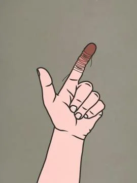 String wrapped around finger cutting off blood Stock Illustration