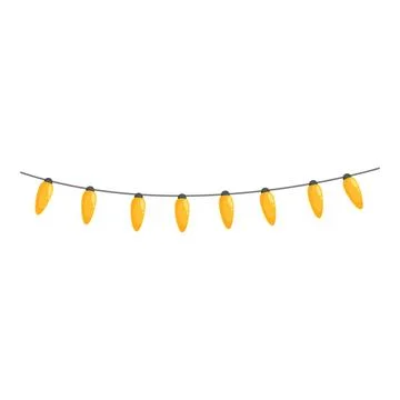 String of yellow christmas lights hanging on a cable Stock Illustration