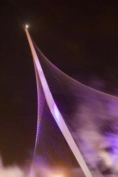 Stringed bridge is the harp of david in jerusalem. israel. Stock Photos