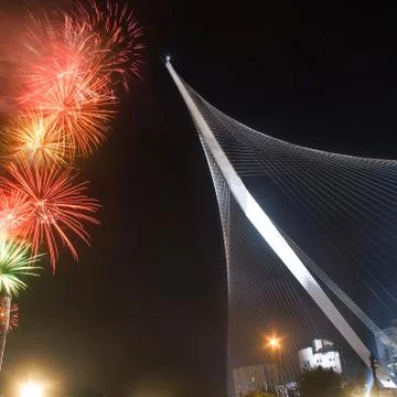 Stringed bridge is the harp of david in jerusalem. israel. Stock Photos