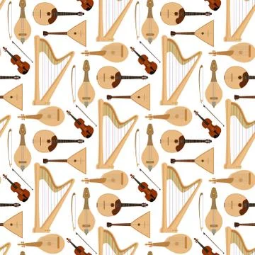 Stringed dreamed musical instruments classical orchestra art sound tool acoustic Stock Illustration