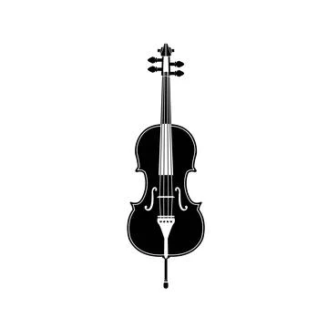 Stringed instrument logo, cello silhouette suitable for music Illustrazione stock