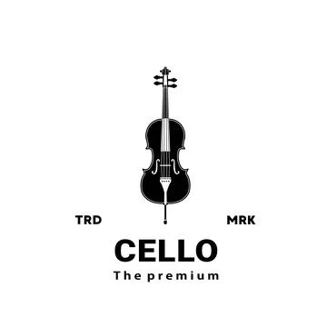 Stringed instrument logo, cello silhouette suitable for music Illustrazione stock