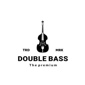 Stringed instrument logo, double bass silhouette suitable for music Stock Illustration