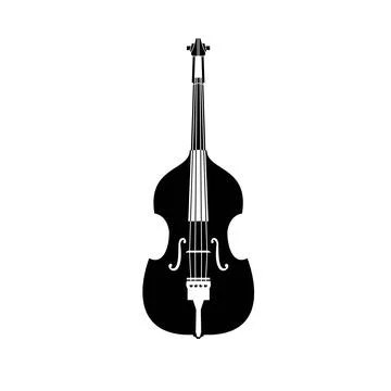 Stringed instrument logo, double bass silhouette suitable for music Stock Illustration