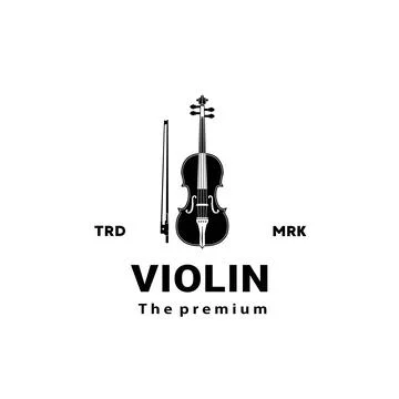 Stringed instrument logo, violin silhouette suitable for music stores Illustrazione stock