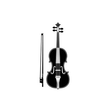 Stringed instrument logo, violin silhouette suitable for music Stock Illustration