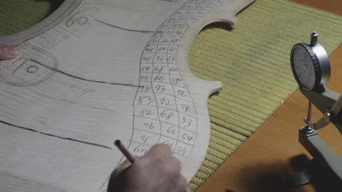 Stringed instrument maker master luthier proceed with graduation work in Stock Footage 263097255