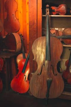 Stringed instruments for classical music Concept of classical and good music Stock Photos