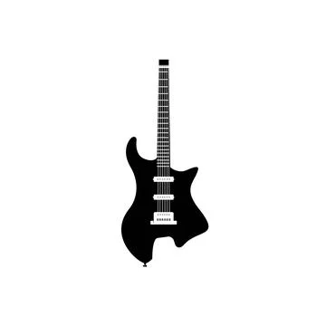 Stringed musical instrument logo, electric guitar silhouette suitable for music Illustrazione stock