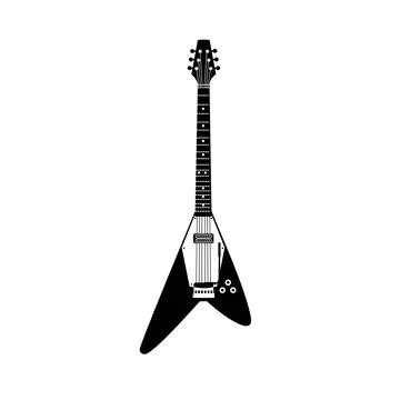 Stringed musical instrument logo, electric guitar silhouette suitable for music Illustrazione stock
